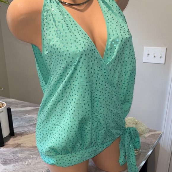 Vintage Arden B Teal Sequin Halter Top - Picture 6 of 9